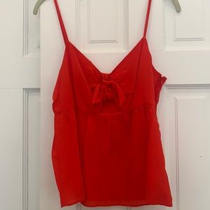Madewell Bright Red babydoll top with cutout and tie